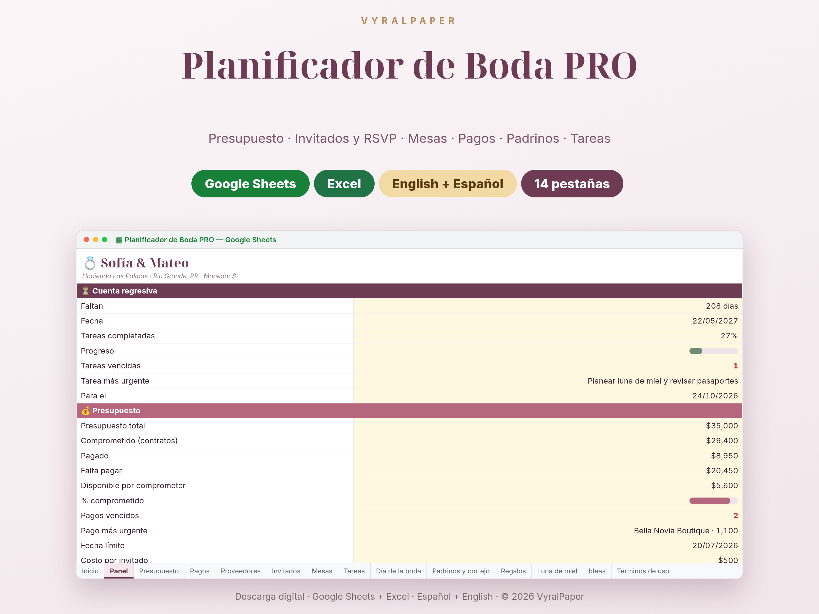 Planificador de Boda PRO